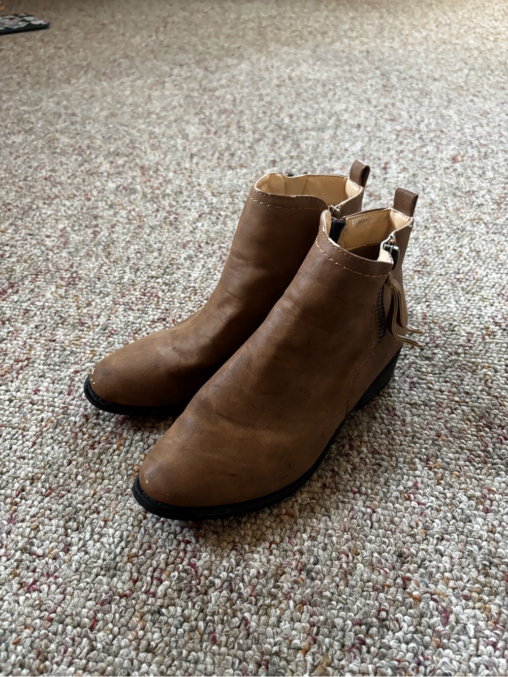 Women’s Brown Leather Boots with Side Zip